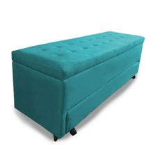 Calçadeira Baú com Sapateira Casal 140cm Paris Suede Turqueza - Sheep Estofados