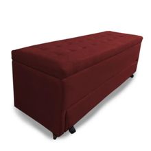 Calçadeira Baú com Sapateira King 193cm Paris Suede Bordô - Sheep Estofados