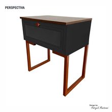 Mesa de Cabeceira Iron 1 Gaveta Imbuia/Preto/Cobre - Loja Sheep