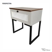 Mesa de Cabeceira Iron 1 Gaveta Imbuia/Bege/Preto - Loja Sheep
