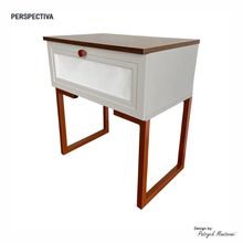 Mesa de Cabeceira Iron 1 Gaveta Imbuia/Bege/Cobre - Loja Sheep
