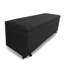 Calçadeira Baú com Sapateira Queen 160cm Paris Suede Preto - Sheep Estofados