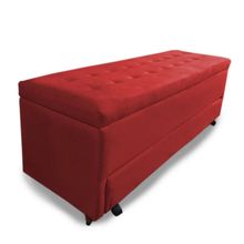 Calçadeira Baú com Sapateira King 193cm Paris Suede Vermelho - Sheep Estofados