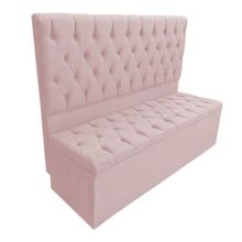 Cabeceira com Calçadeira Baú Casal 140cm Nicole Suede Rosa Bebê - Sheep Estofados