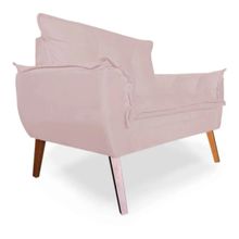Poltrona Namoradeira Apolo Pés Madeira Suede Rosa Bebê - Sheep Estofados