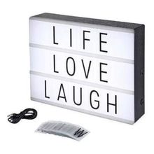 Luminária Led Light Box Letreiro Cinema A4 Letras Coloridas