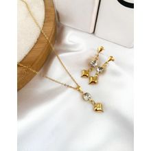 Colar brinco banhado ouro cristal cordão feminino semi joia luxo