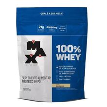 100% WHEY PROTEIN REFIL (900G) MAX TITANIUM - MORANGO