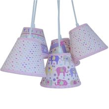 Lustre Pendente Luminária Teto Elefantinho Rosa Bivolt
