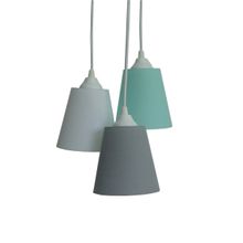 Lustre Pendente Cacho Cinza, Branco e Verde Água Bivolt