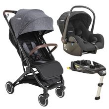 Trio Travel System Carrinho Sprint II Melange Grafite + Bebê conforto + Base Isofix - Kiddo
