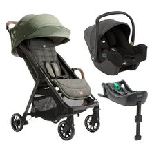 Trio Carrinho Parcel Verde Pine, Bebê conforto I-Snug e Base Isofix - Joie