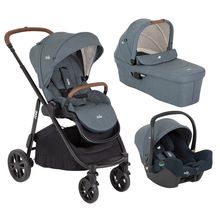 Trio Carrinho Versatrax E + Moisés + Bebê Conforto  Azul Lagoon - Joie
