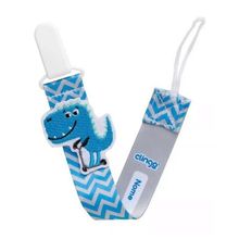 Prendedor de Chupeta Dino Cinza e Azul - Clingo