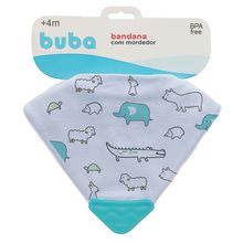 Babador Bandana com Mordedor Animais Azul - Buba