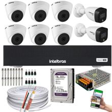 Kit 8 Câmeras Intelbras 6 cam 1220D 2 cam 1220b full color Dvr Intelbras Mhdx 8CH C/HD 1TB