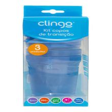 Kit Copos De Transicao Com 03 Unidades - Azul BRASBABY