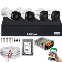 Kit 4 Cameras 02 cam 1220 Full Color 02 cam 1220B Full HD Intelbras Dvr 3004-C, C/HD4TB