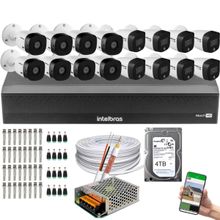 Kit 16 Câmeras Intelbras 8 cam Full Color 8 cam 1220b Full Hd Dvr Mhdx 3116-C C/HD 4tb