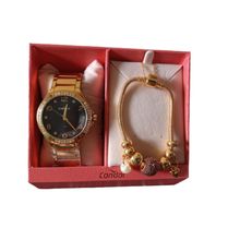 Kit Relógio Condor Feminino Dourado + Pulseira Copc21aecm/4p