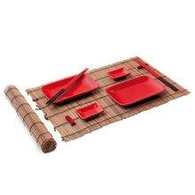 Conjunto para Comida Oriental 2 Pessoas Haus Concept Nankin em Madeira e Cerâmica Vermelho – 10 Peças
