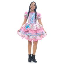 Fantasia Caipira Adulto Ciganinha Rosa Luxo - Festa Junina