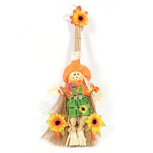 Espantalho de Palha na Vassoura 53 cm Feminino - Festa Junina