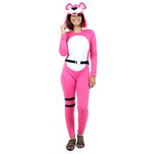 Fantasia Ursinha Rosa Kigurumi Adulto com Capuz