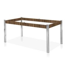 Base Aço Nobre Cláudia para Tampo de Vidro de 160x90 cm - Cromada/Nogueira