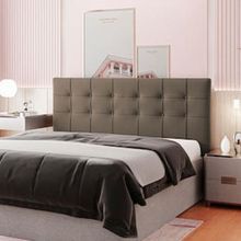 Cabeceira para Cama Box King Size Dobuê Hanover com Revestimento em Tecido Suede Veluplus - Mascavo