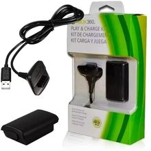 Bateria Recarregável + Cabo Usb p/ Controle Xbox 360 - Preto C