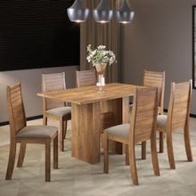 Mesa de Jantar Viero Carmen com 6 Cadeiras Estofadas e Revestidas em Veludo