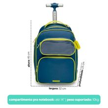Mochila de Rodinha Bolso Removivel Neon