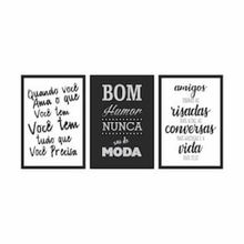 Conjunto de Quadros Kapos Bom Humor 22x32cm sem Vidro - 3 Peças