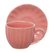 Conjunto Para Cha Bella Rosa 150ml 4 Xicaras e 4 Pires Hauskraft