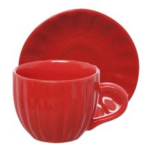 Conjunto Para Cha Bella Vermelha 150ml 4 Xicaras e 4 Pires Hauskraft
