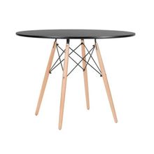 Mesa De Jantar Redonda  Eames Eiffel Wood 90cm Preta