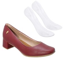 Kit Scarpin Usaflex Salto Bloco Feminino + Par de Meia