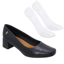 Kit Scarpin Usaflex Salto Bloco Feminino + Par de Meia