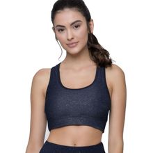 Top Selene Jeans Com Gliter e Bojo Feminino - Azul