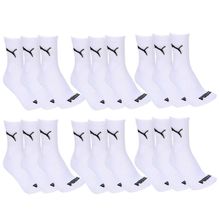 Kit 18 Pares de Meia Puma Esportiva Cano Médio Feminino - Branco