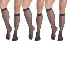 Kit 3 Pares de Meia Selene 3/4 Transparente Fio 15 Feminina - Preto