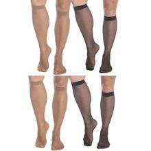 Kit 4 Pares de Meia Selene 3/4 Transparente Fio 15 Feminina - Preto e Nude