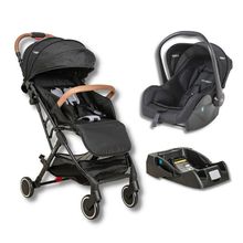 Trio Carrinho Sprint Preto, Bebê Conforto e Base - Kiddo