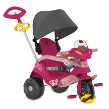 Triciclo Velobaby Rosa Reclinavel com Capota Rosa Passeio &amp;amp; Pedal - Bandeirante 359
