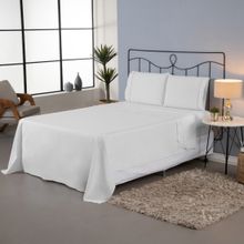 Jogo de Lençol Kit 4 Peças Ponto Palito para Cama King 140 fios com Elástico com 2 Fronhas Lençol de Cima e de Baixo