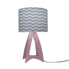 Abajur Cúpula Chevron Crie Casa Cinza e Rosa