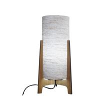 Abajur Luminária de Mesa Tripé Madeira e Cúpula Tecido Linho 32 cm x 14 cm
