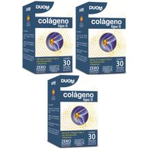 Kit com 3 Colágeno Tipo 2 Não Desnaturado  Com Vitaminas Duom 30 Cápsulas