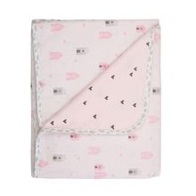 Manta Bebê Flanelada Dupla Face Casinha Rosa 90 X 80Cm Papi